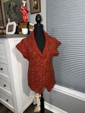🫶🏼Merona Rust Short-Sleeve Shawl Collar Cardigan